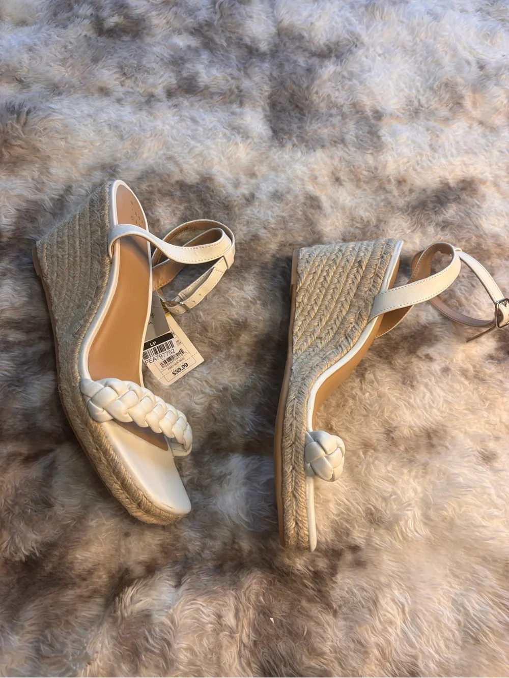 a new day White Braided Espadrille Wedge Sandals